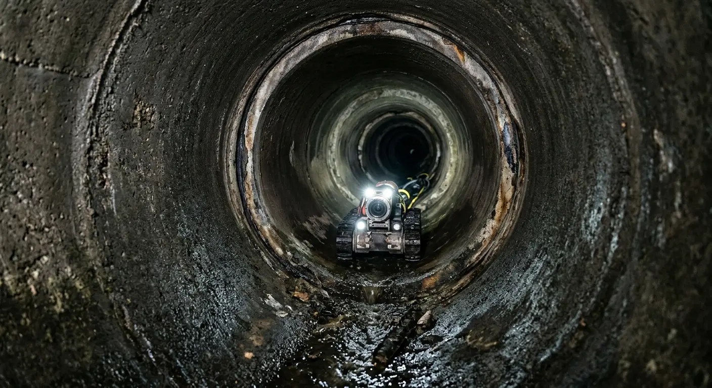 Robotic sewer camera inspecting pipe interior for Drain Snake Service in Clarkdale
